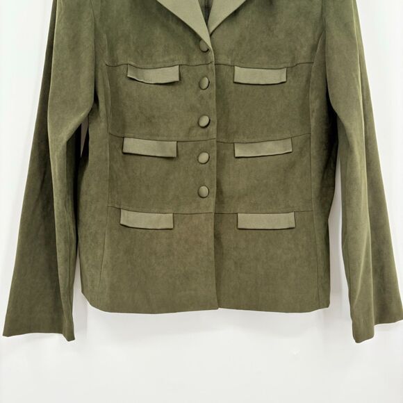 Vintage Fashion Bug Olive Green Button Front Blazer, Size 12, Utility - Picture 4 of 7